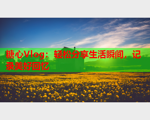 糖心Vlog：轻松分享生活瞬间，记录美好回忆